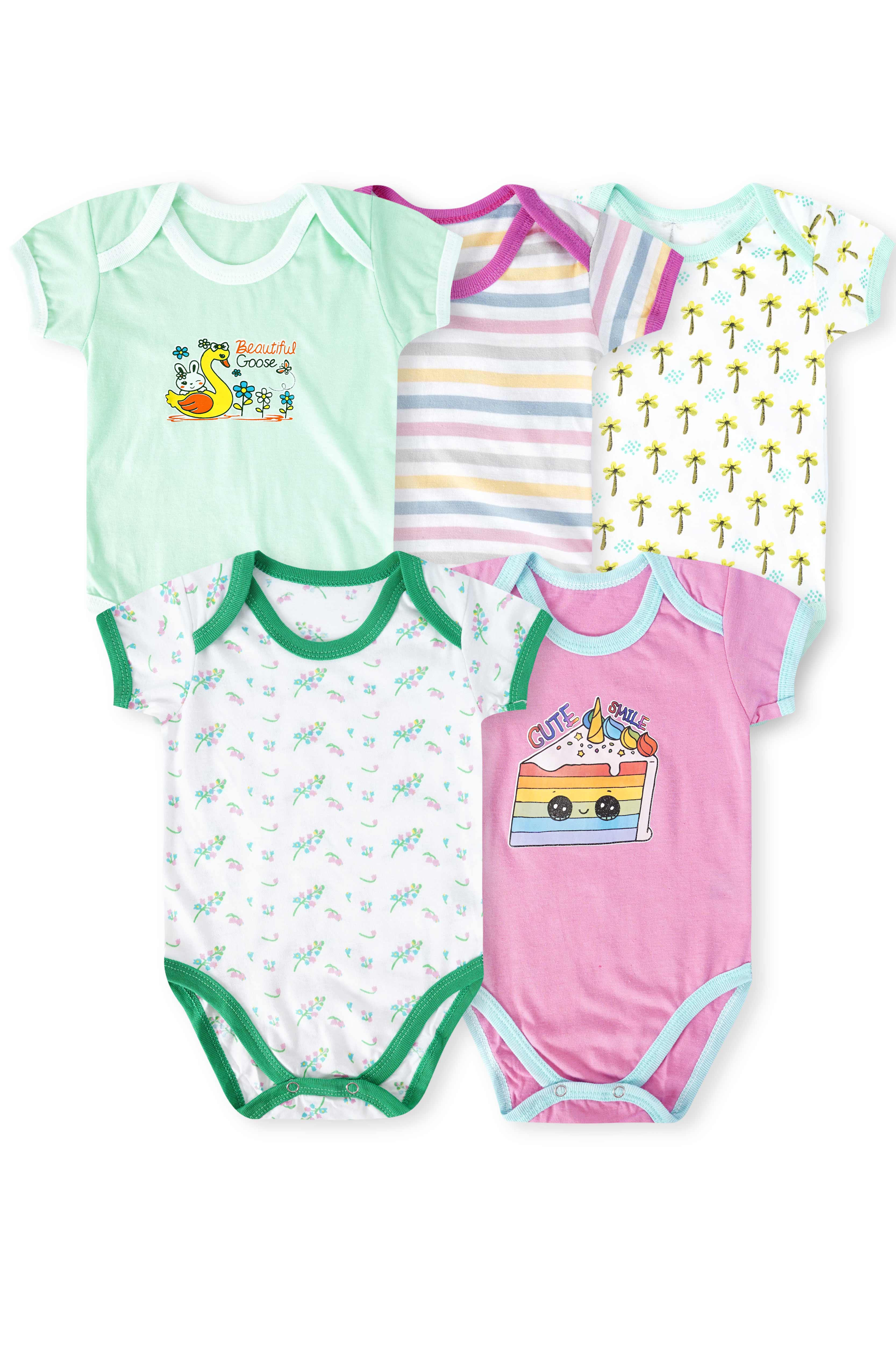 Kids Body Suit Pack of 5 (New Born to 6 Months)