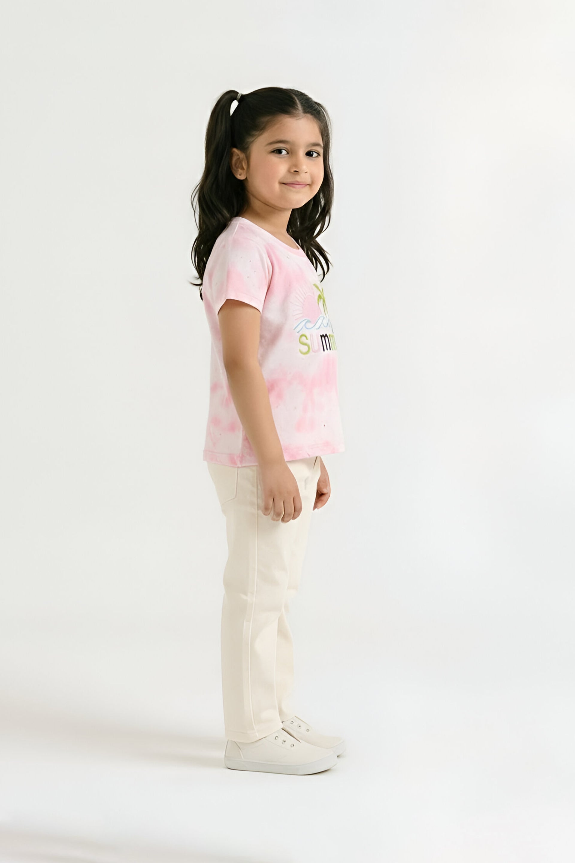 Girls Summer Floral & Fruit Print T-Shirt | Soft Cotton Casual Tee for Kids