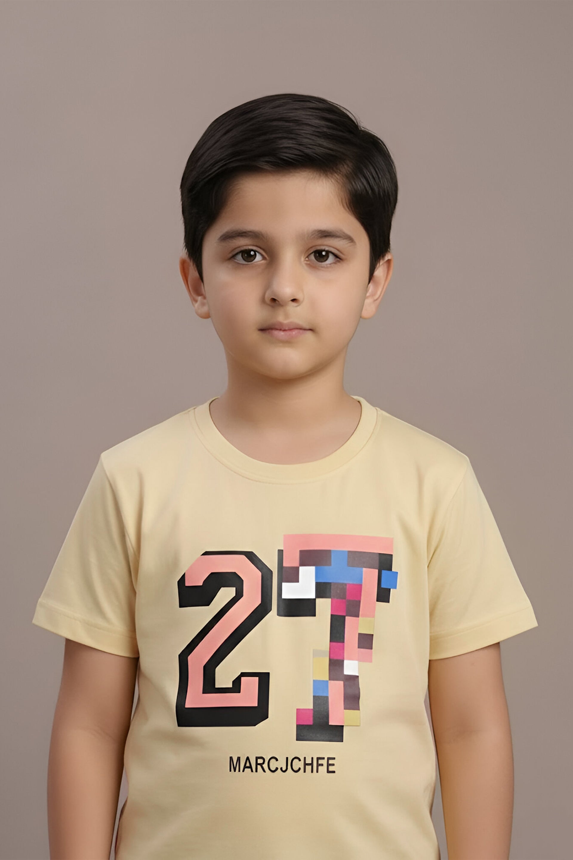 Boys' Casual Beige Polo & Denim Shorts Set