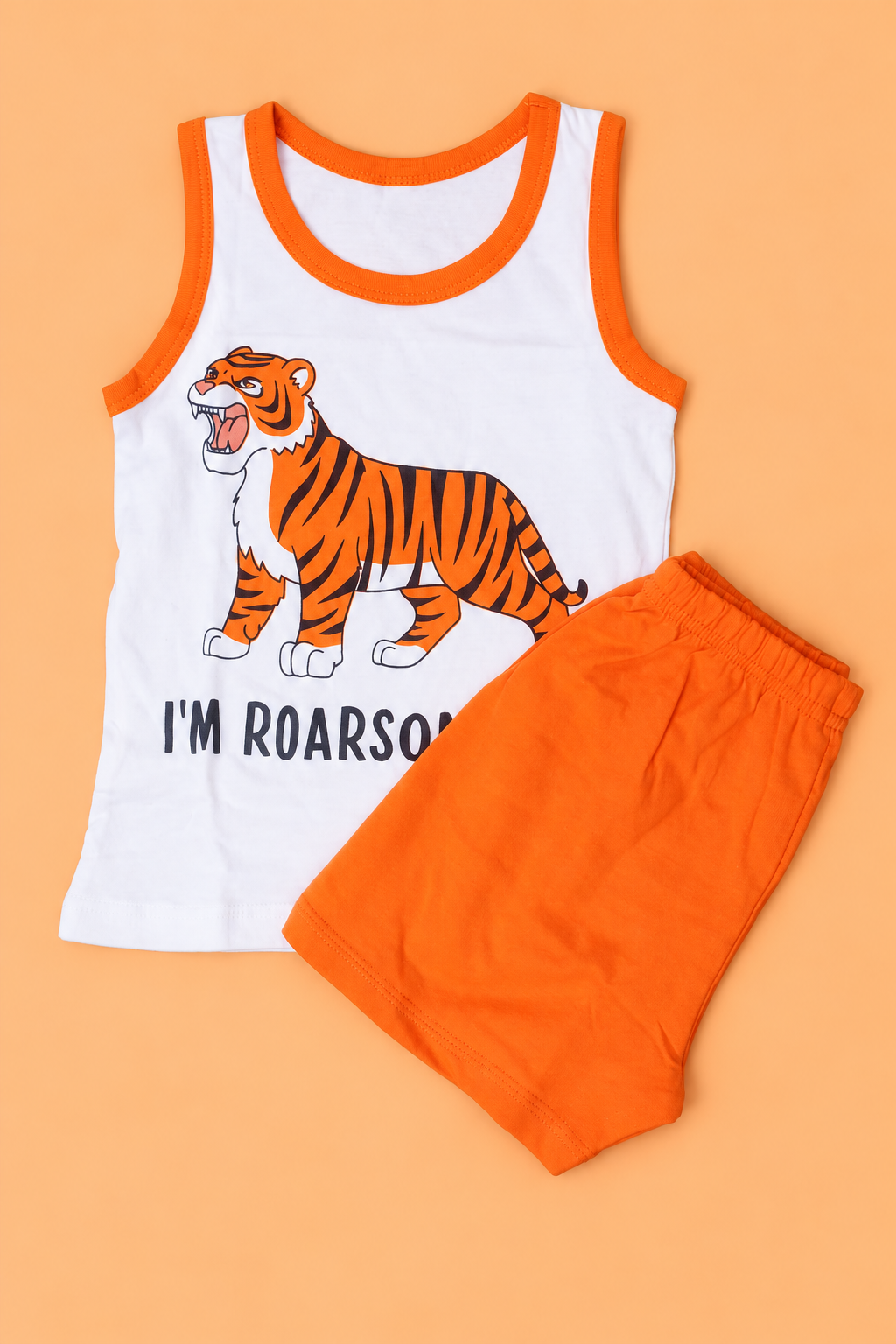 Boys Tiger Print Sleeveless T-Shirt & Shorts Set