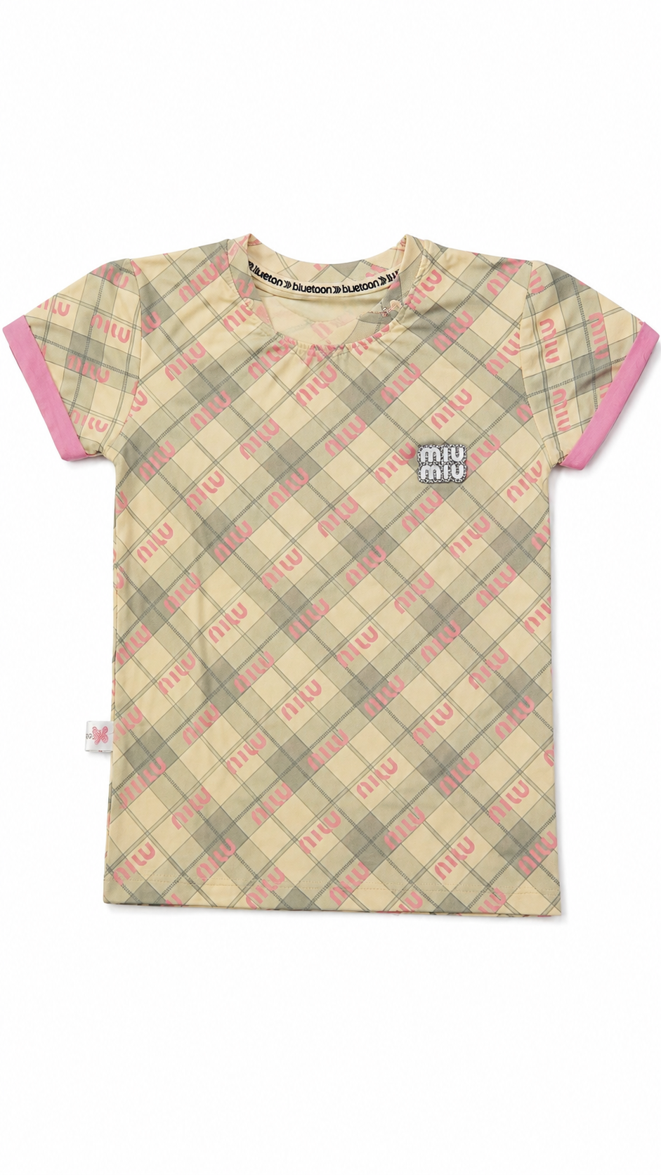 Girls Premium Check Print Half Sleeve T-Shirt