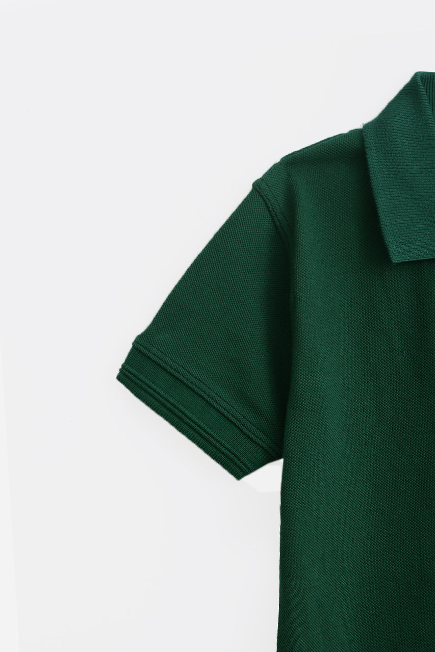 BOYS OLIVE EMBROIDED PQ POLO