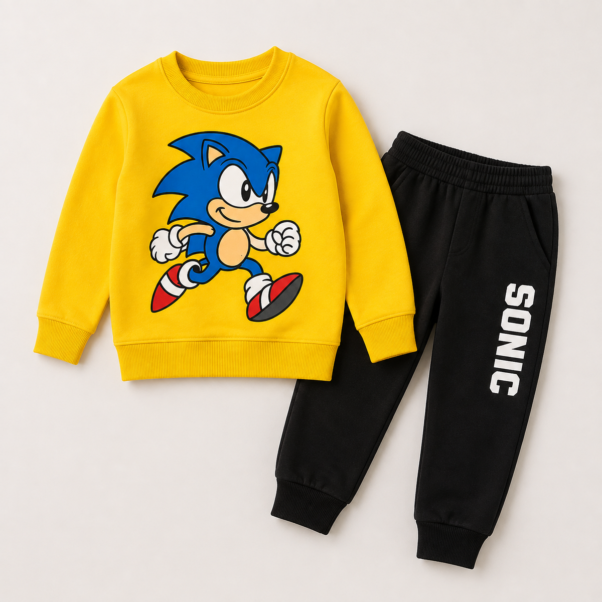 Sonic Yellow Printed Sweatshirt With Trouser