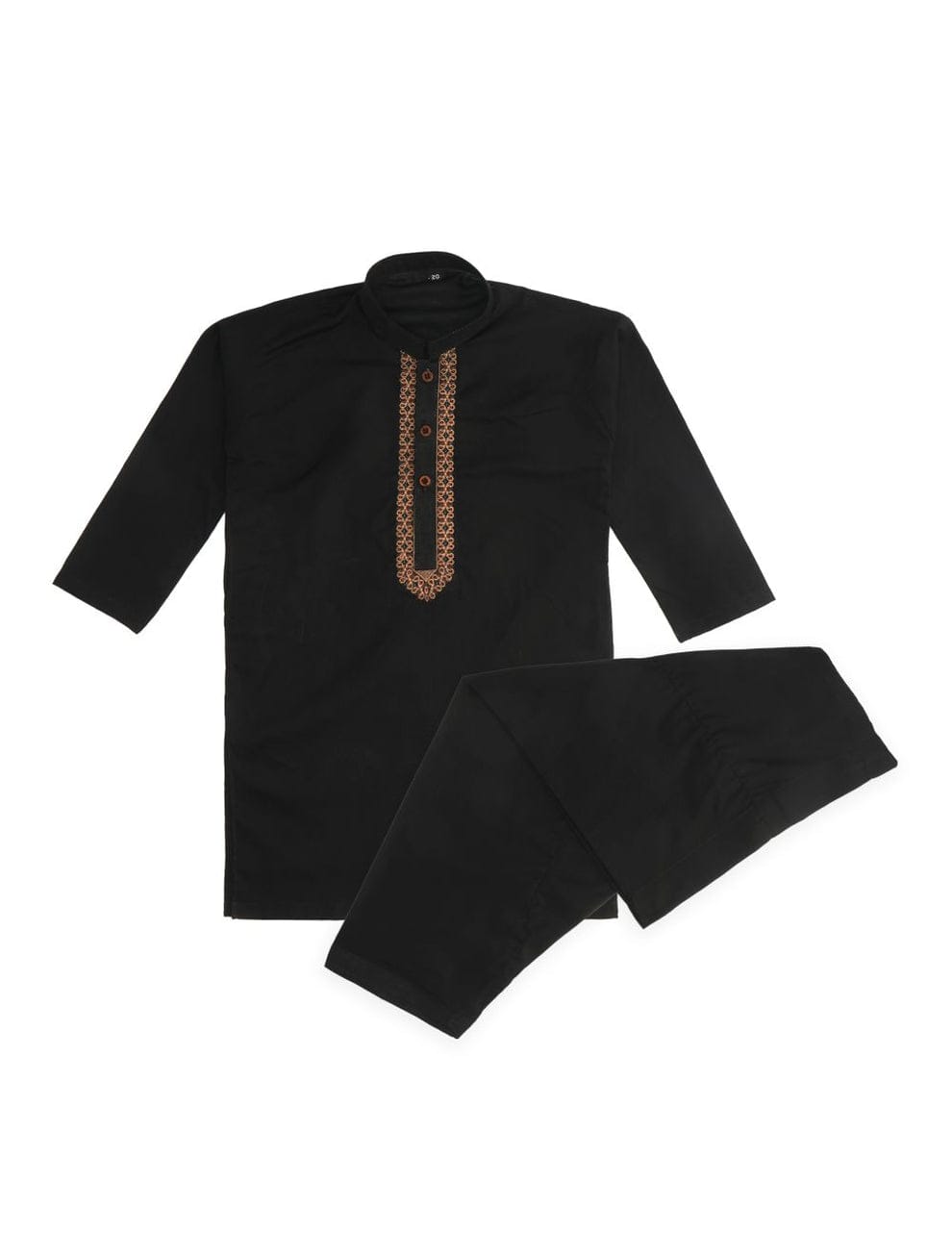 2-piece Cotton Embroided Black Kurta Shalwar