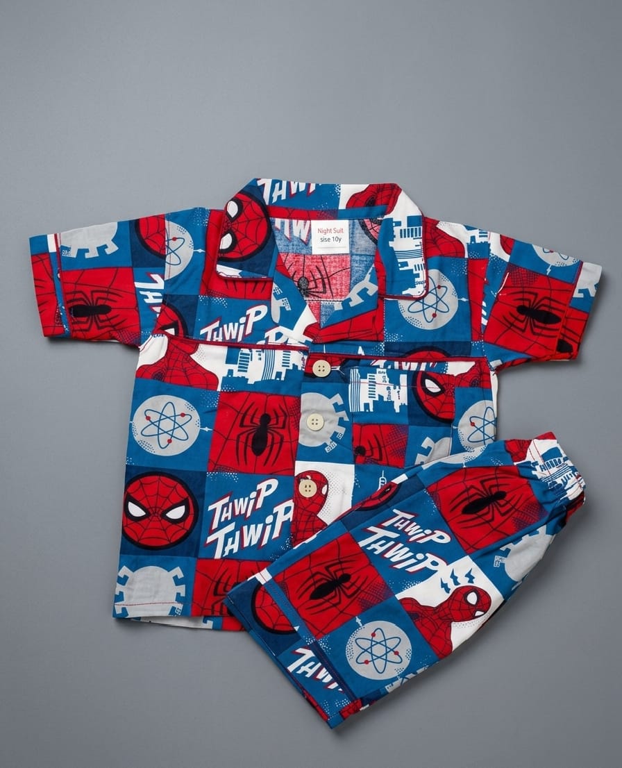 Boys Spider Print Short Sleeve Shirt & Shorts Set