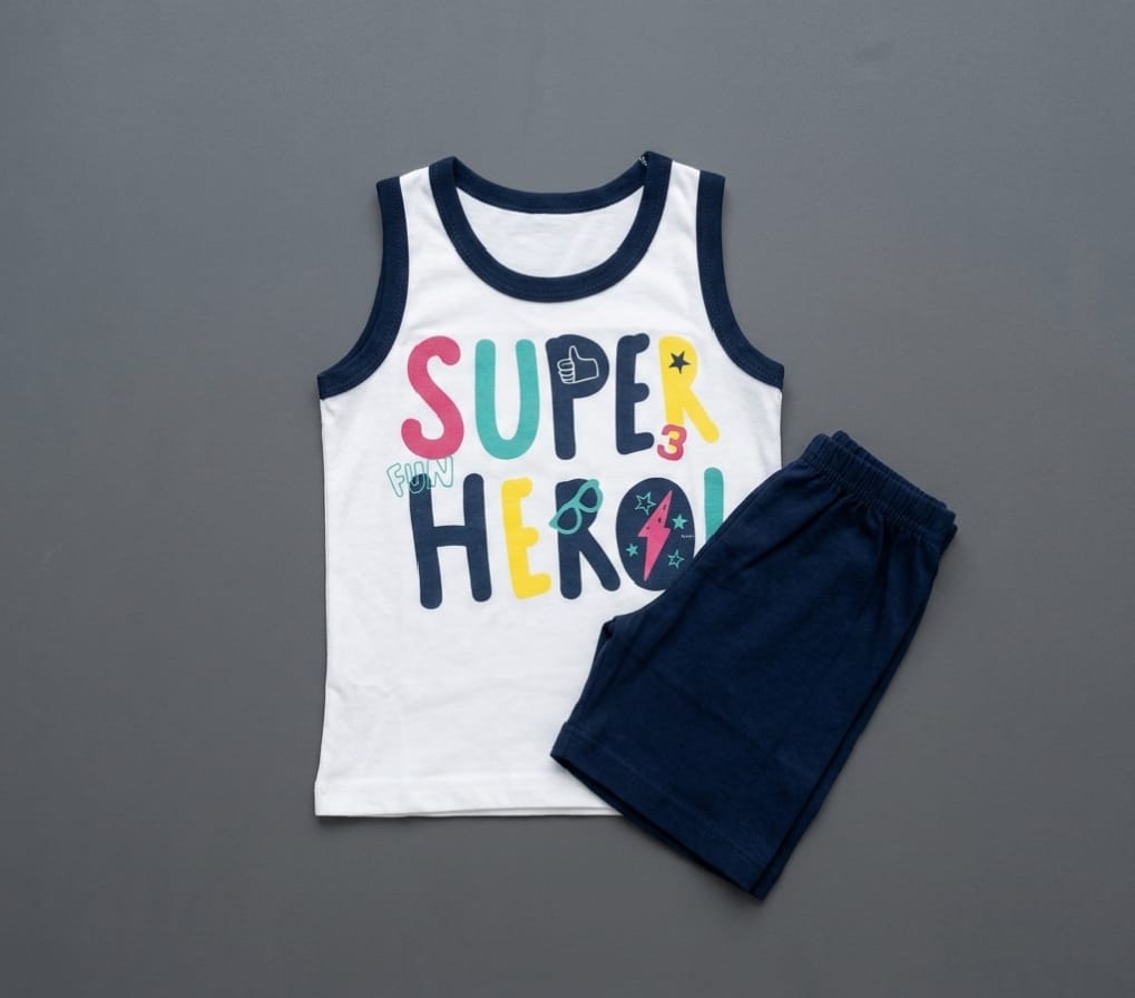 Boys Super Hero Sleeveless T-Shirt & Shorts Set