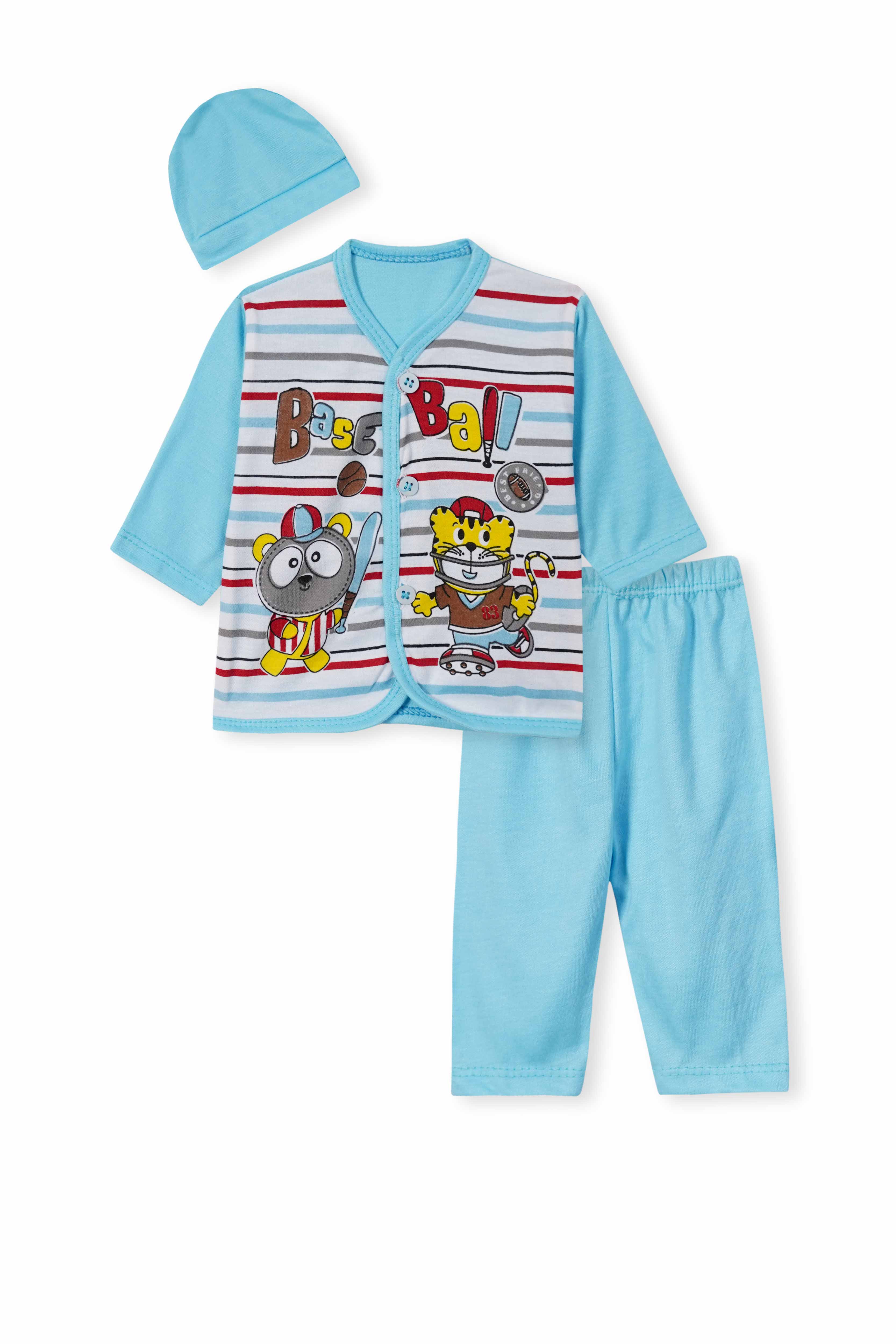 Kids Suit With Cap Pack Of 3 (New Born to 6 Months)