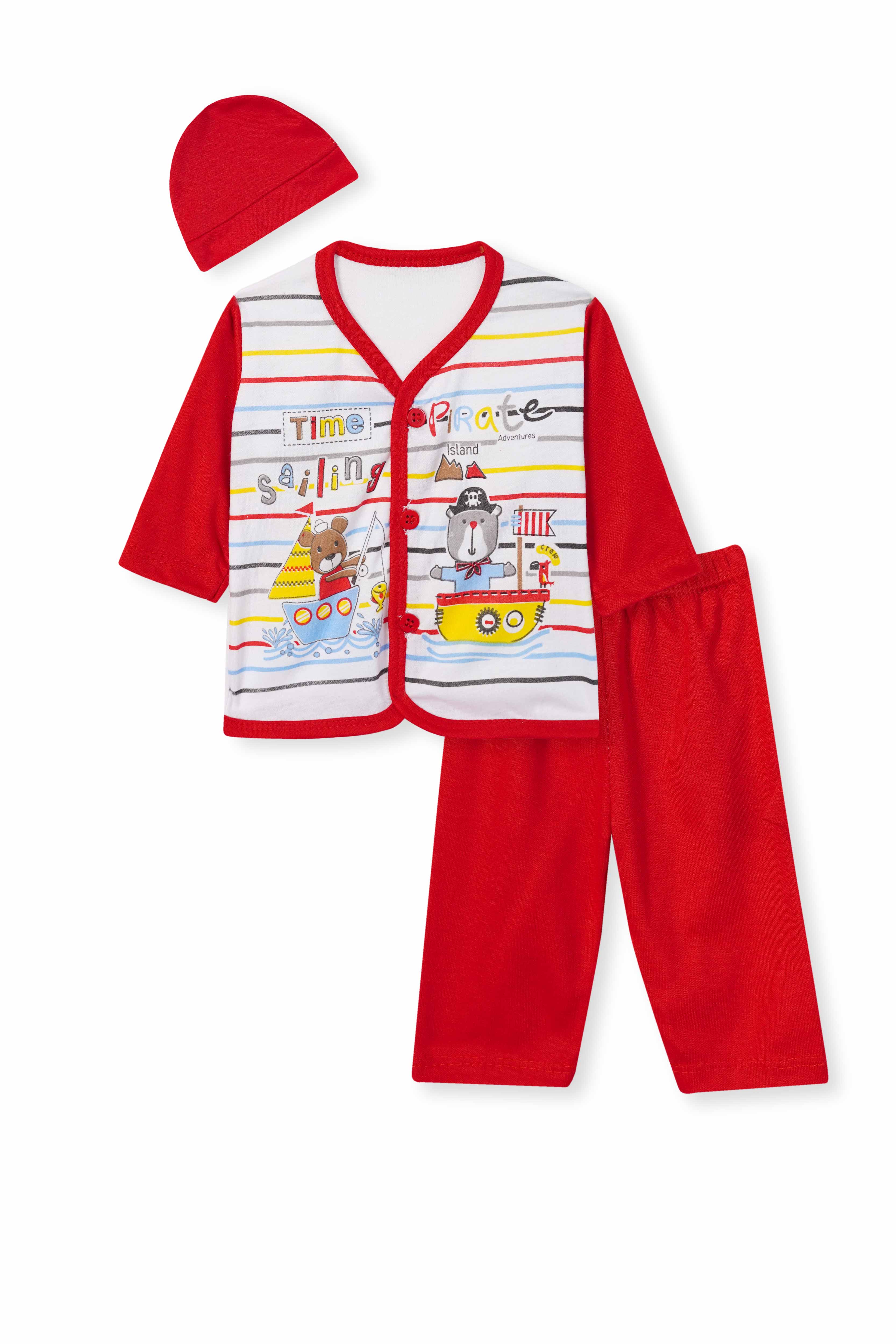 Kids Suit With Cap Pack Of 3 (New Born to 6 Months)