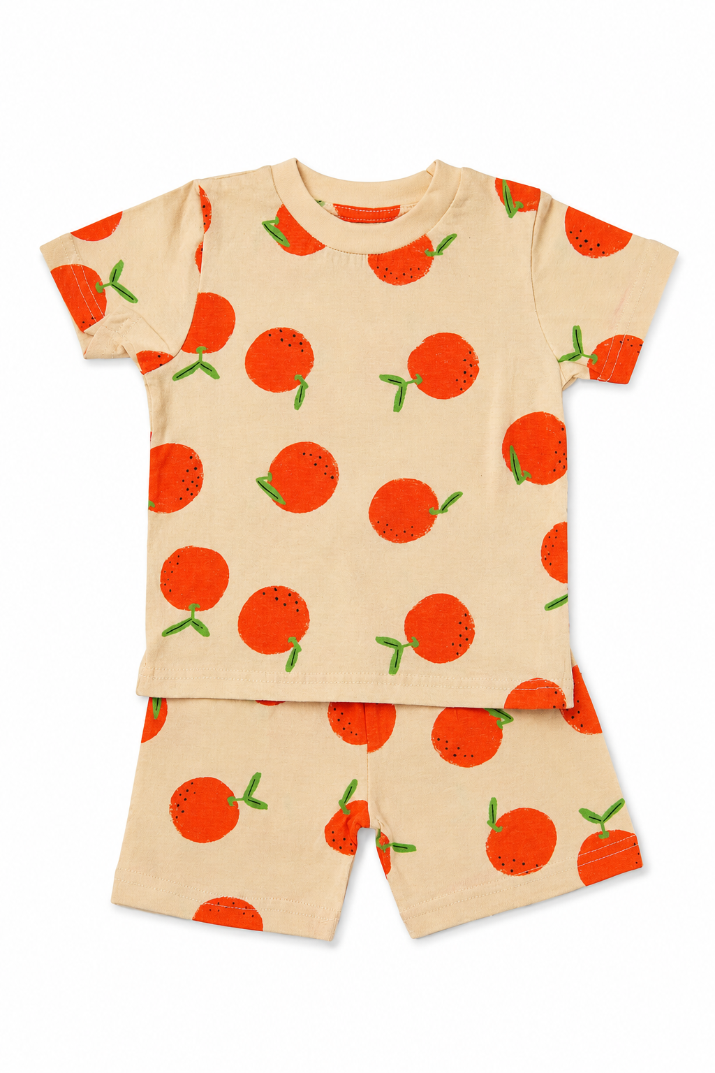 Kids Orange Print Summer T-Shirt & Shorts Set