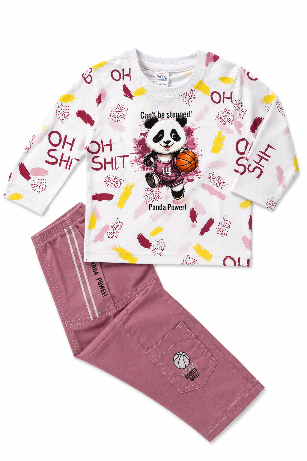 Girls Panda Power Sporty Co-Ord Set – Long Sleeve Tee