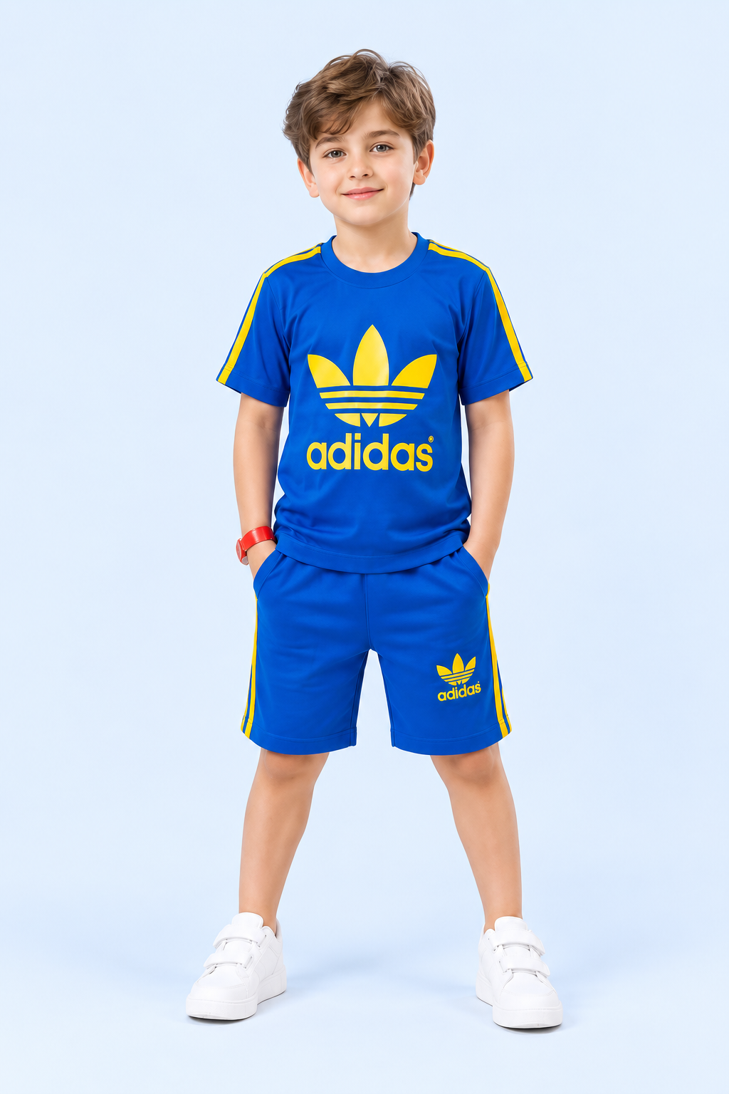 Adidas Boys Blue T-Shirt & Shorts Set