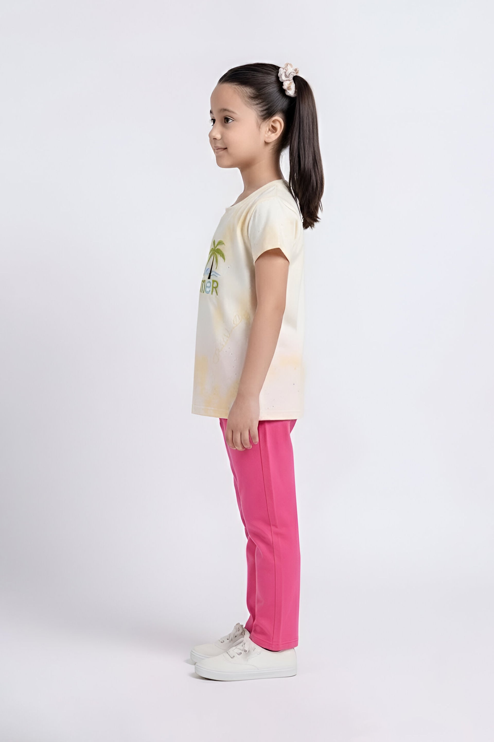 Girls' "Summer Vibes" Tie-Dye T-Shirt & Pink Cotton Trouser Set – 2-Piece Stylish Casual Outfit