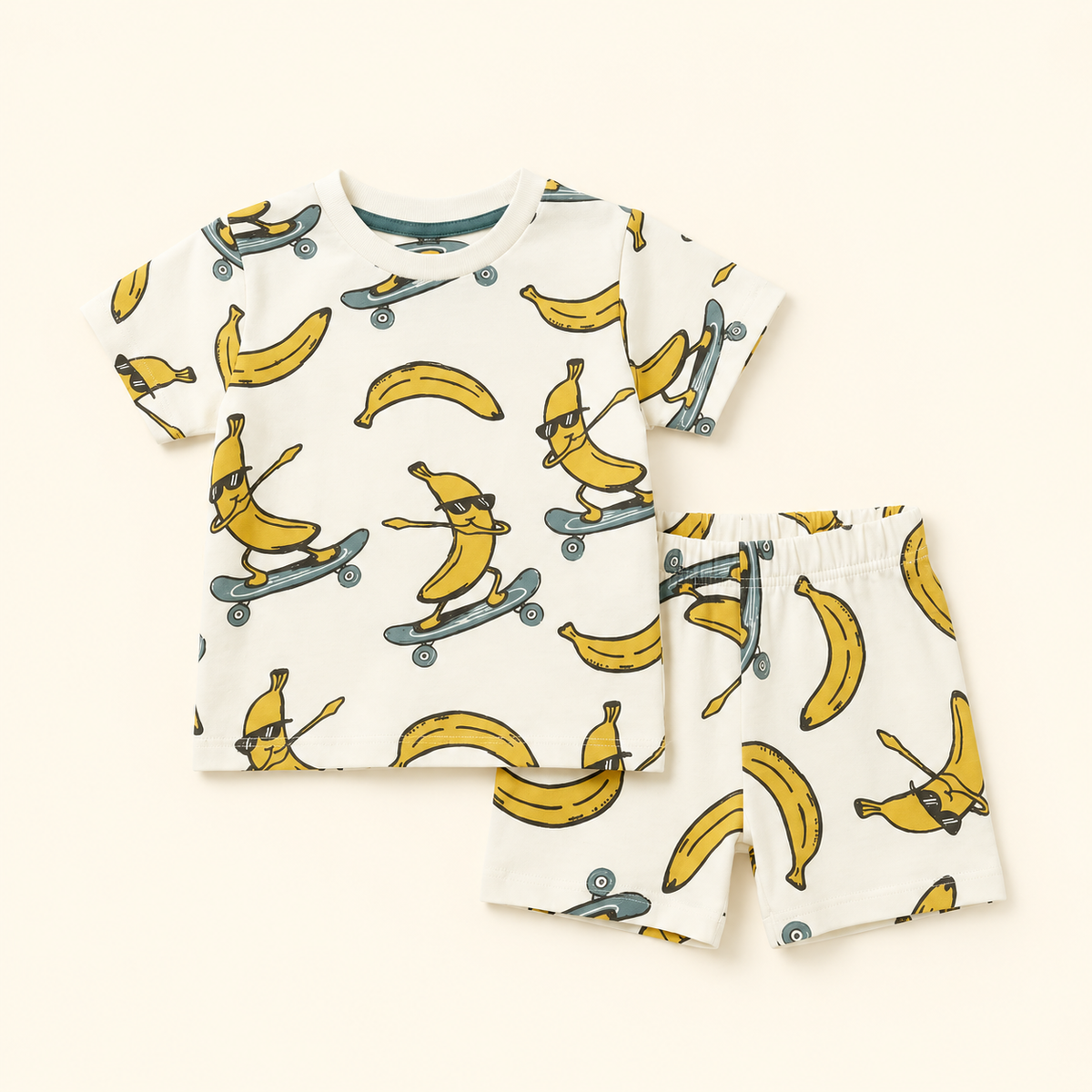 Boys Banana Print T-Shirt & Shorts Co-Ord Set
