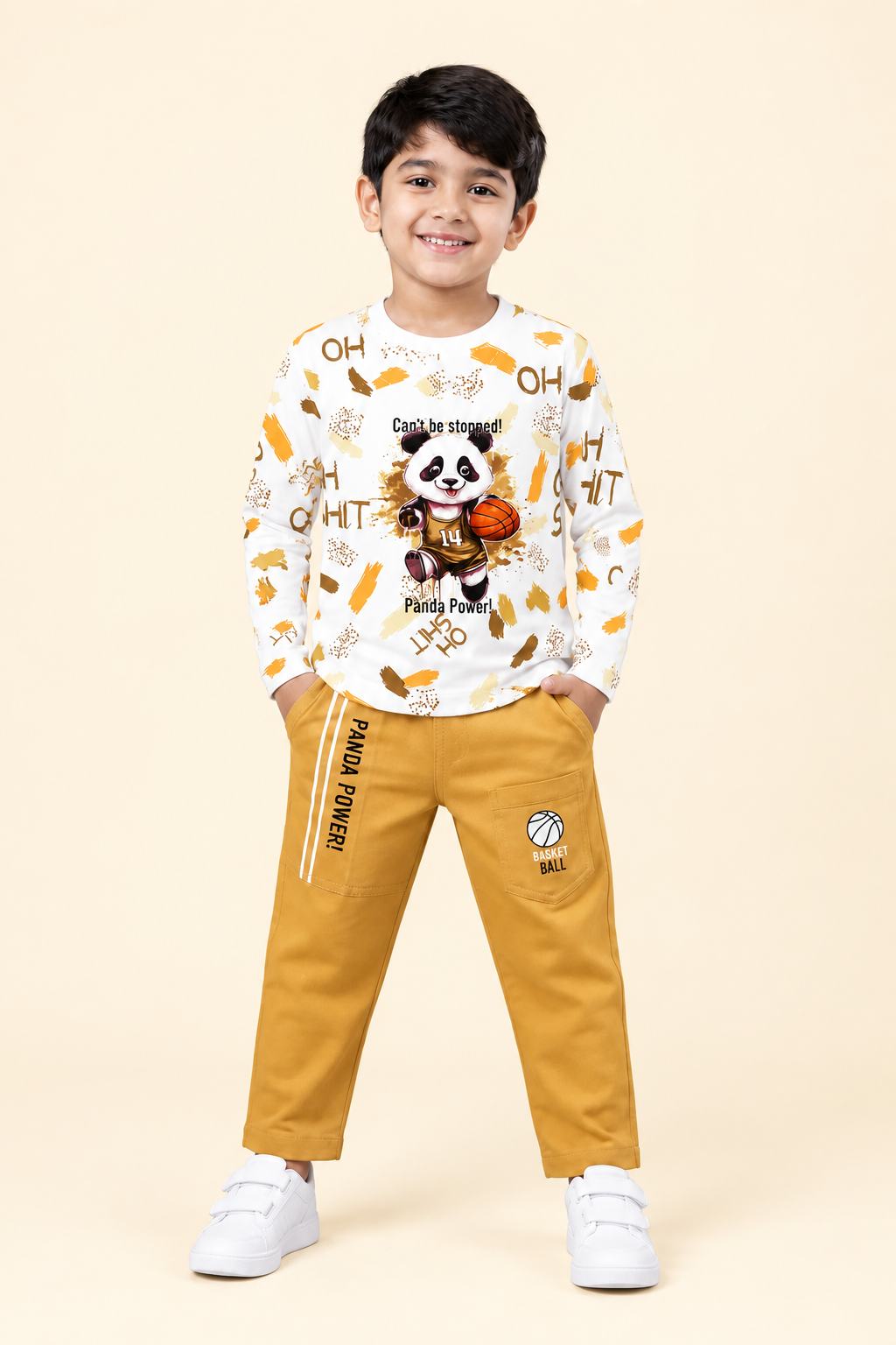 Boys Beige Polo & Denim Shorts Set – Smart Casual