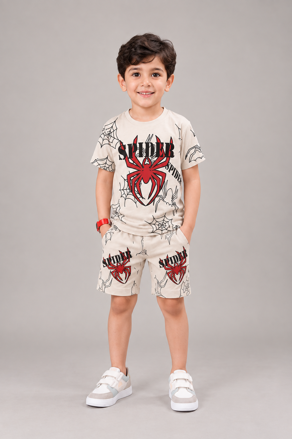 Boys Spider Graphic T-Shirt & Shorts Set