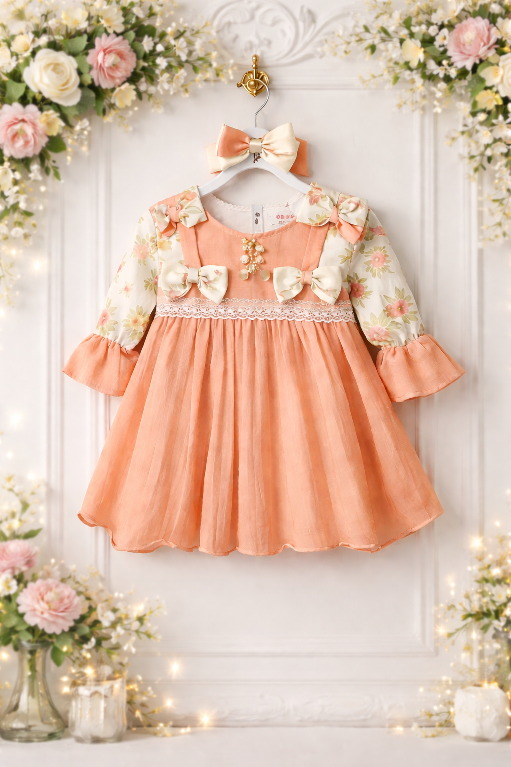 Peach Blossom Bow Frock & Leggy