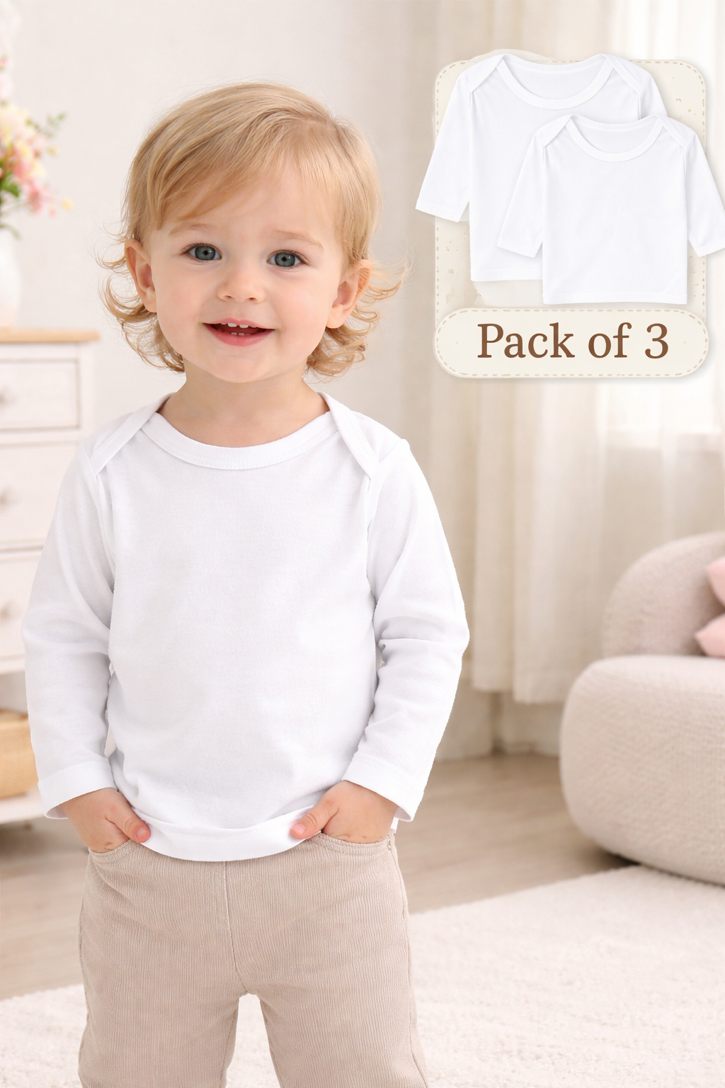 Kids Body Vest Pack of 3 (New Born to 6 Months)
