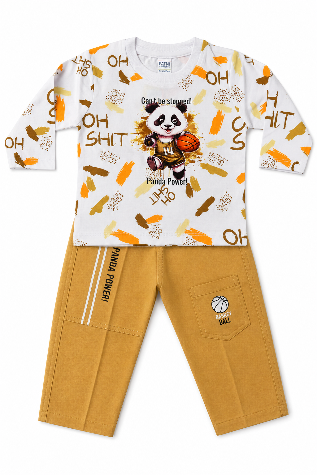 Boys Panda Power Sporty Co-Ord Set – Long Sleeve Tee