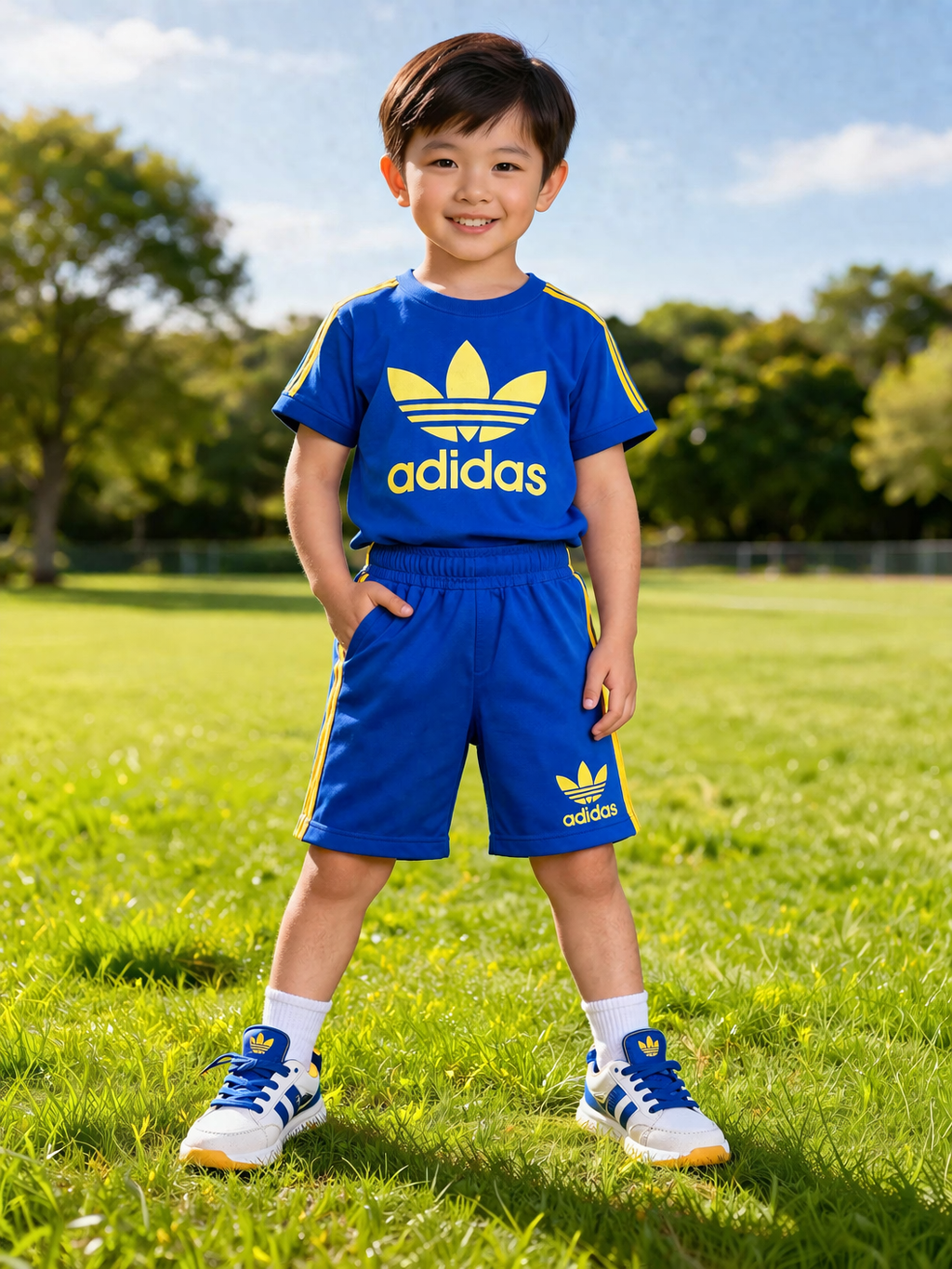 Boys Blue Adidas printed Niker-suit (1-10)Years