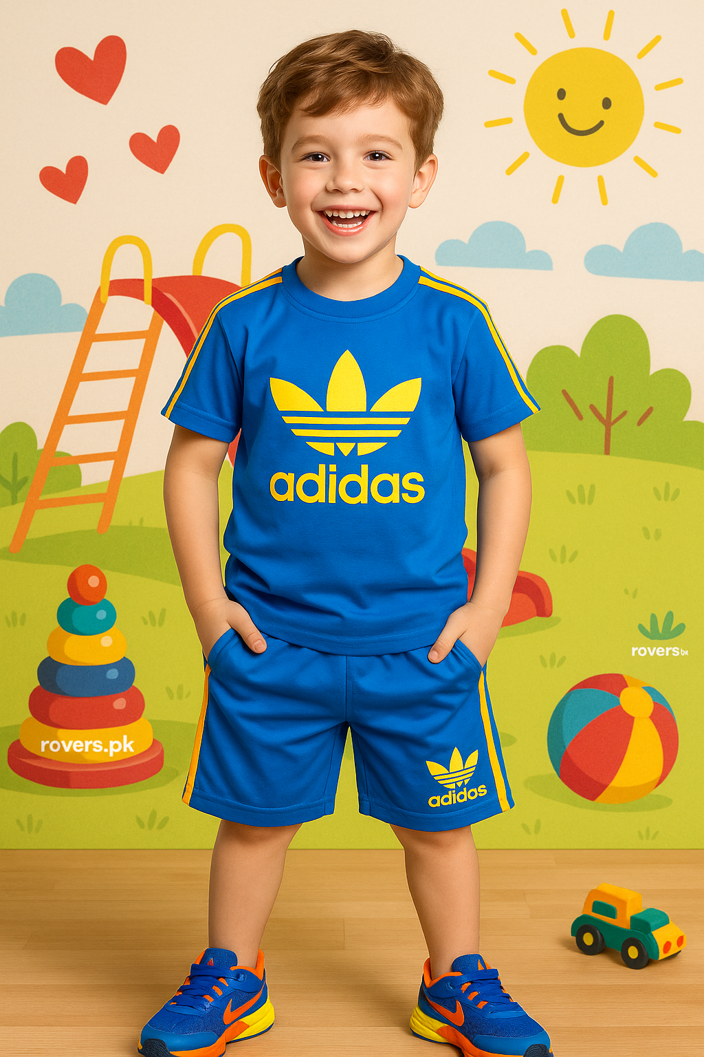 Kids' Adidas Blue Sports Set ??Polyester Activewear (1-10)Y