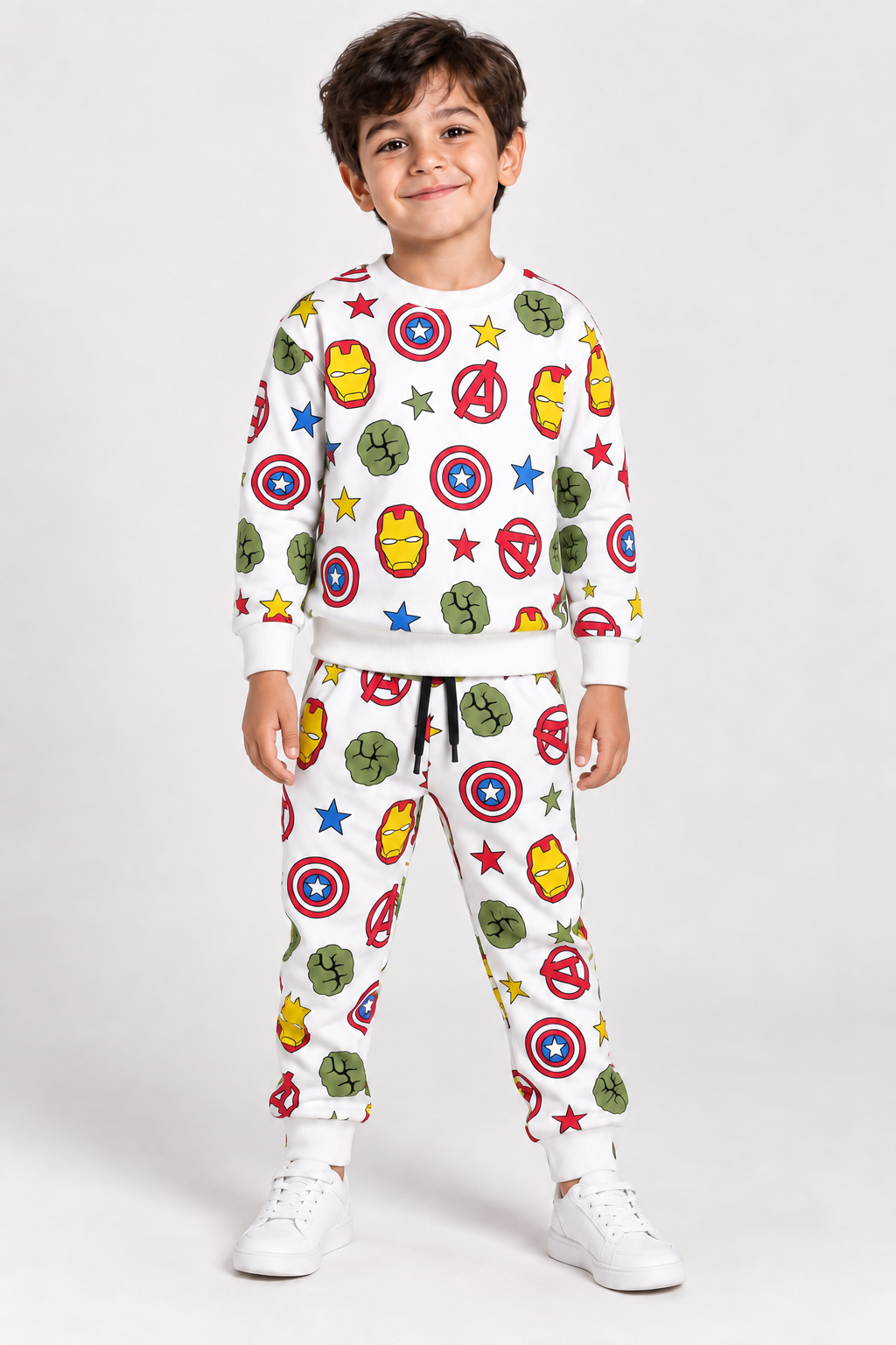 Boys Marvel Print Sweatshirt with Trouser