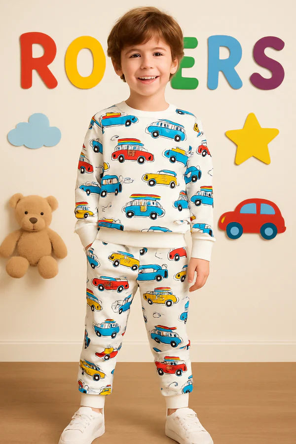 Boys Premium Quality Sport Cars Printed Fleece Suit