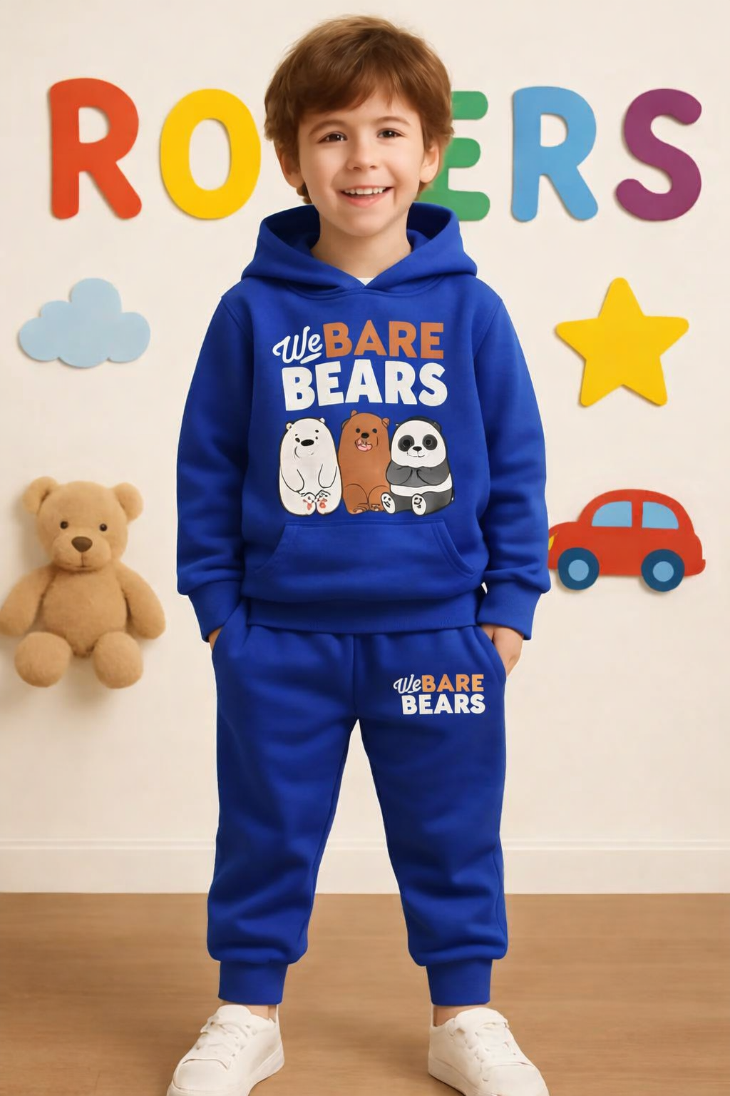 Boys Premium Quality "Bears" Printed Fleece Hood-Suit Suit