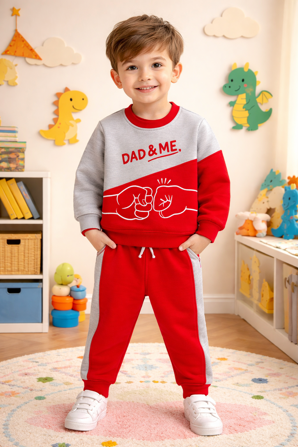 Boys Premium Quality "DAD & ME" Printed Fleece Suit
