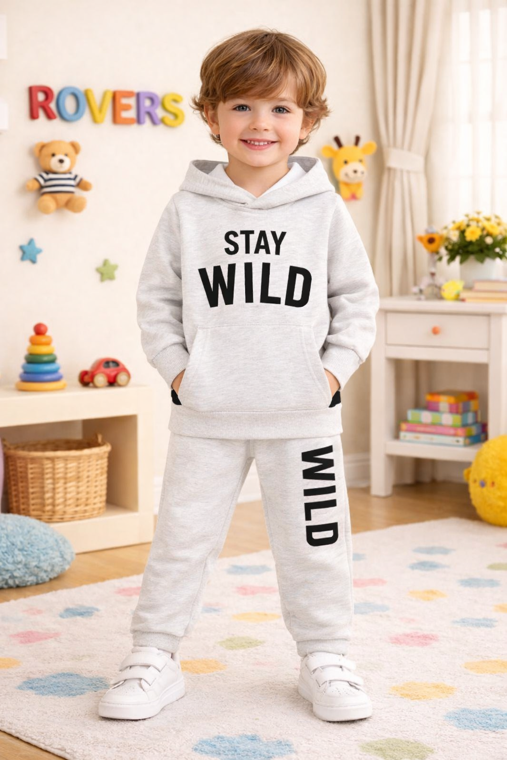 Boys Premium Quality "WILD" Printed Fleece Hood-Suit Suit