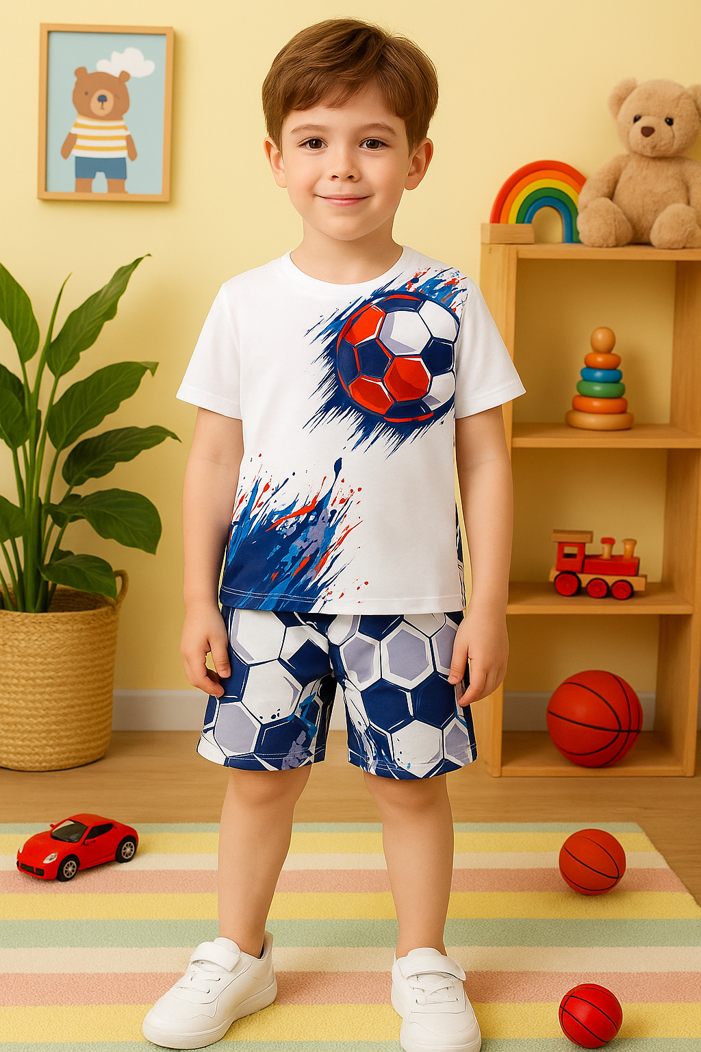 Boys' Cool Soccer Splash T-Shirt and Shorts Set (1-10)Y