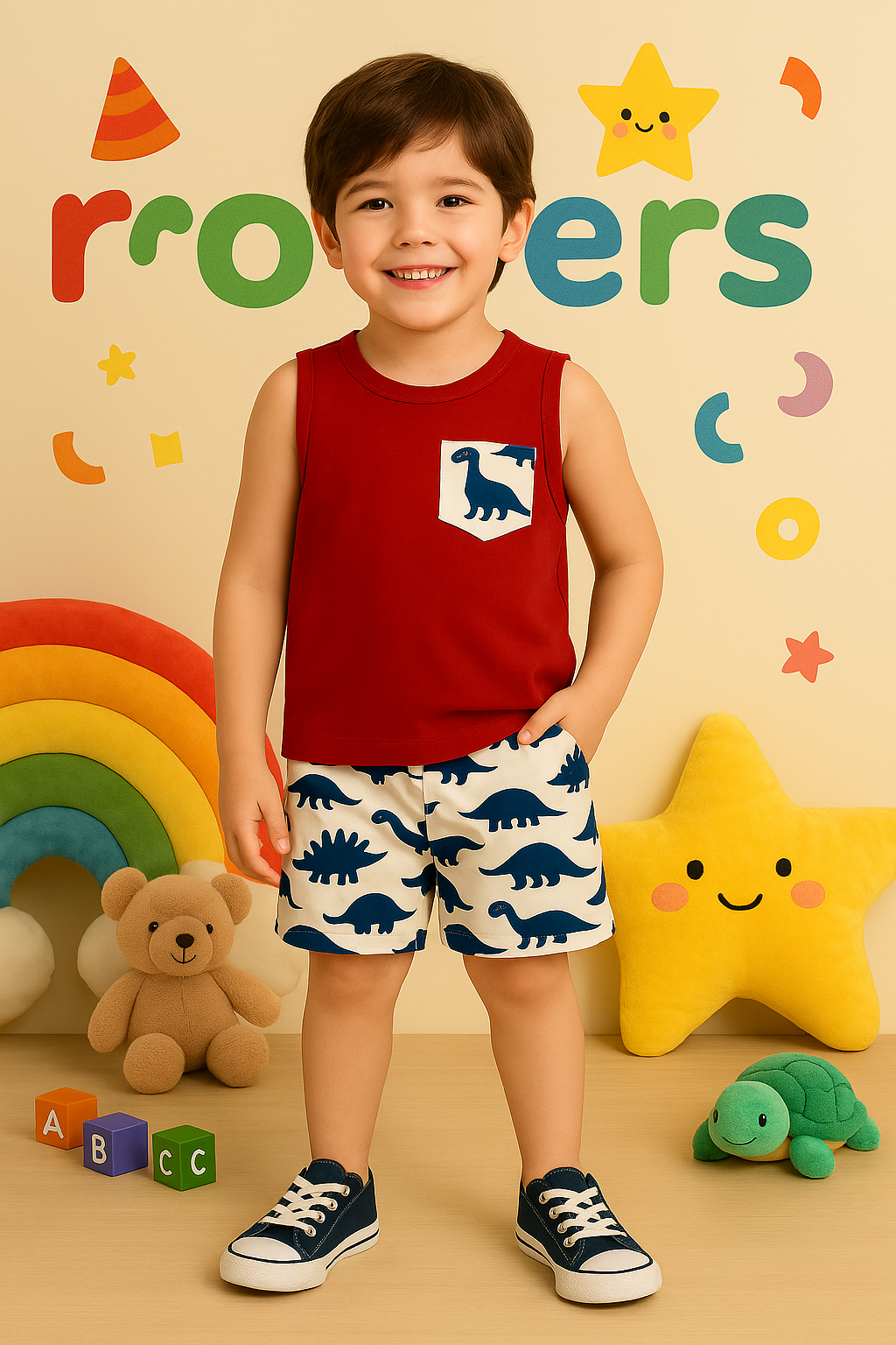 Boys All-over Dino Printed Tanktop Suit (1-10)Y