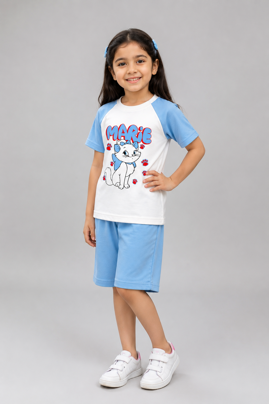 Girls Marie Cartoon T-Shirt & Shorts Set