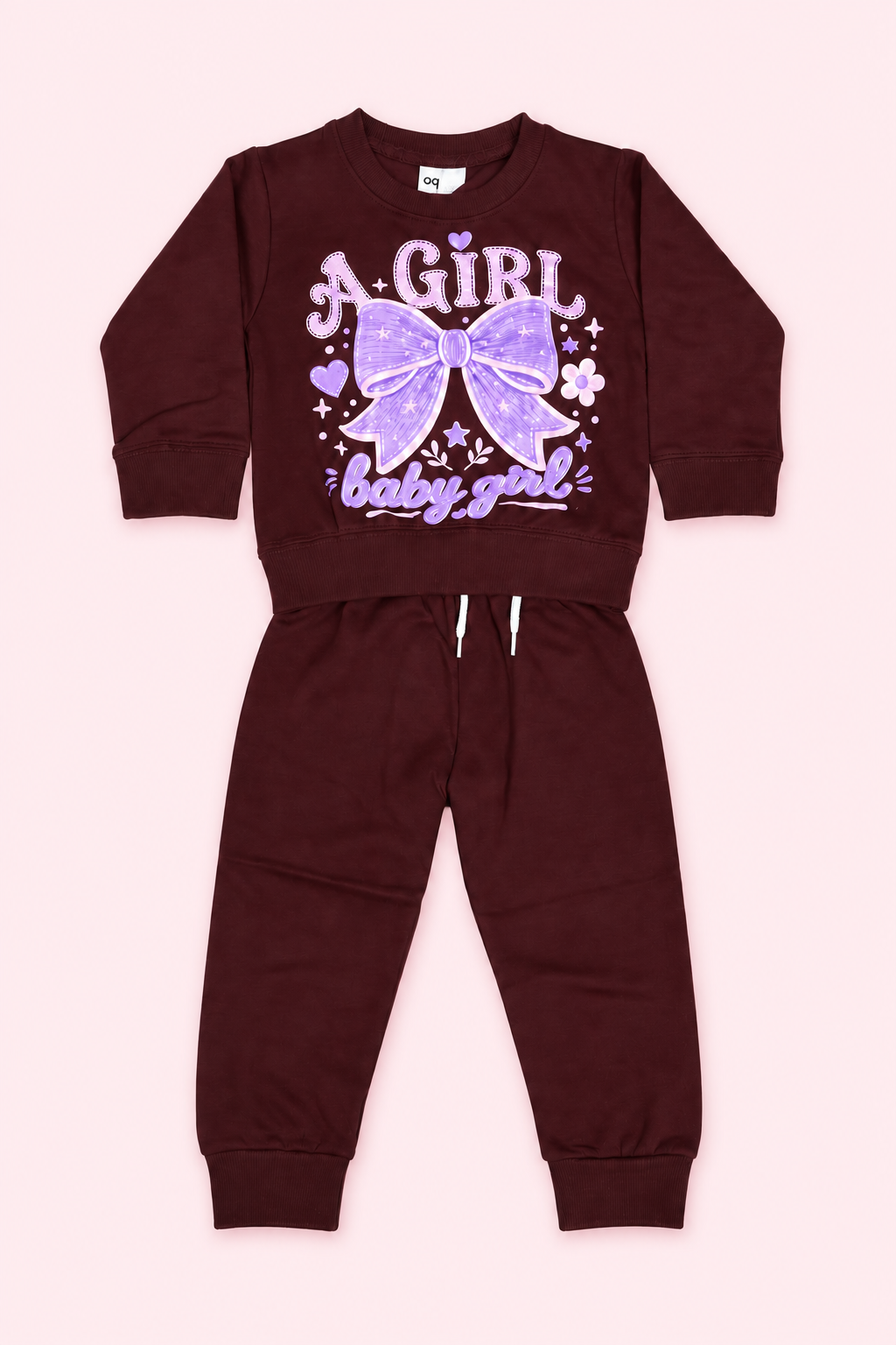 Baby Girl Bow Print Sweatshirt Tracksuit