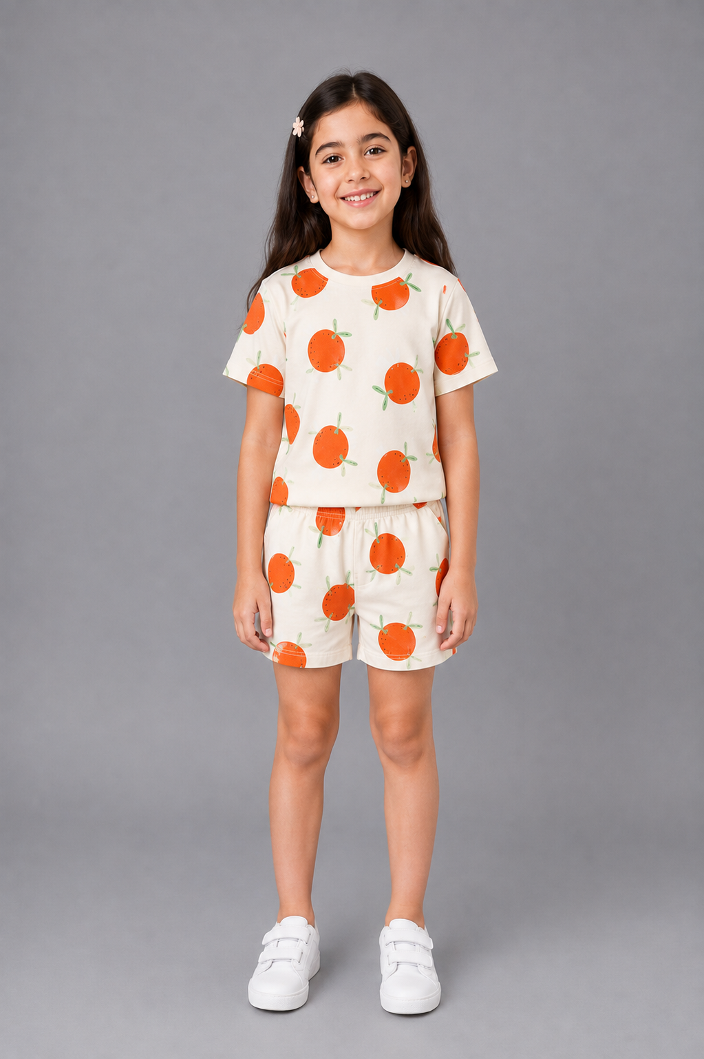 Orange Print T-Shirt & shorts set