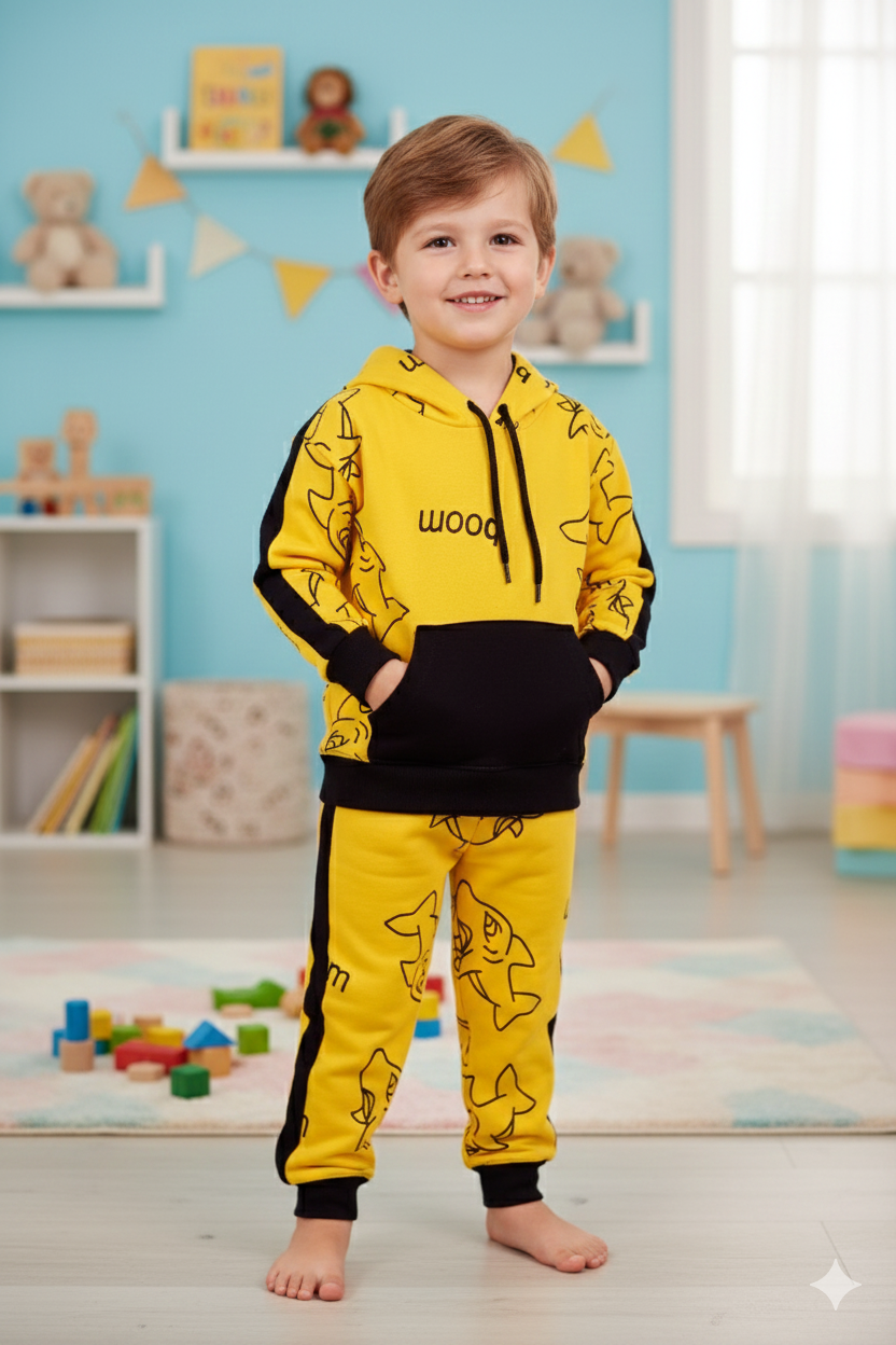 Premium Quality "Shark" Printed Hood-Suit For Kids