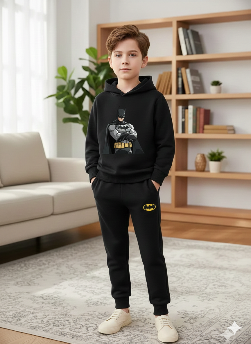 Boys Premium Quality "Batman" Printed Fleece Hood-Suit