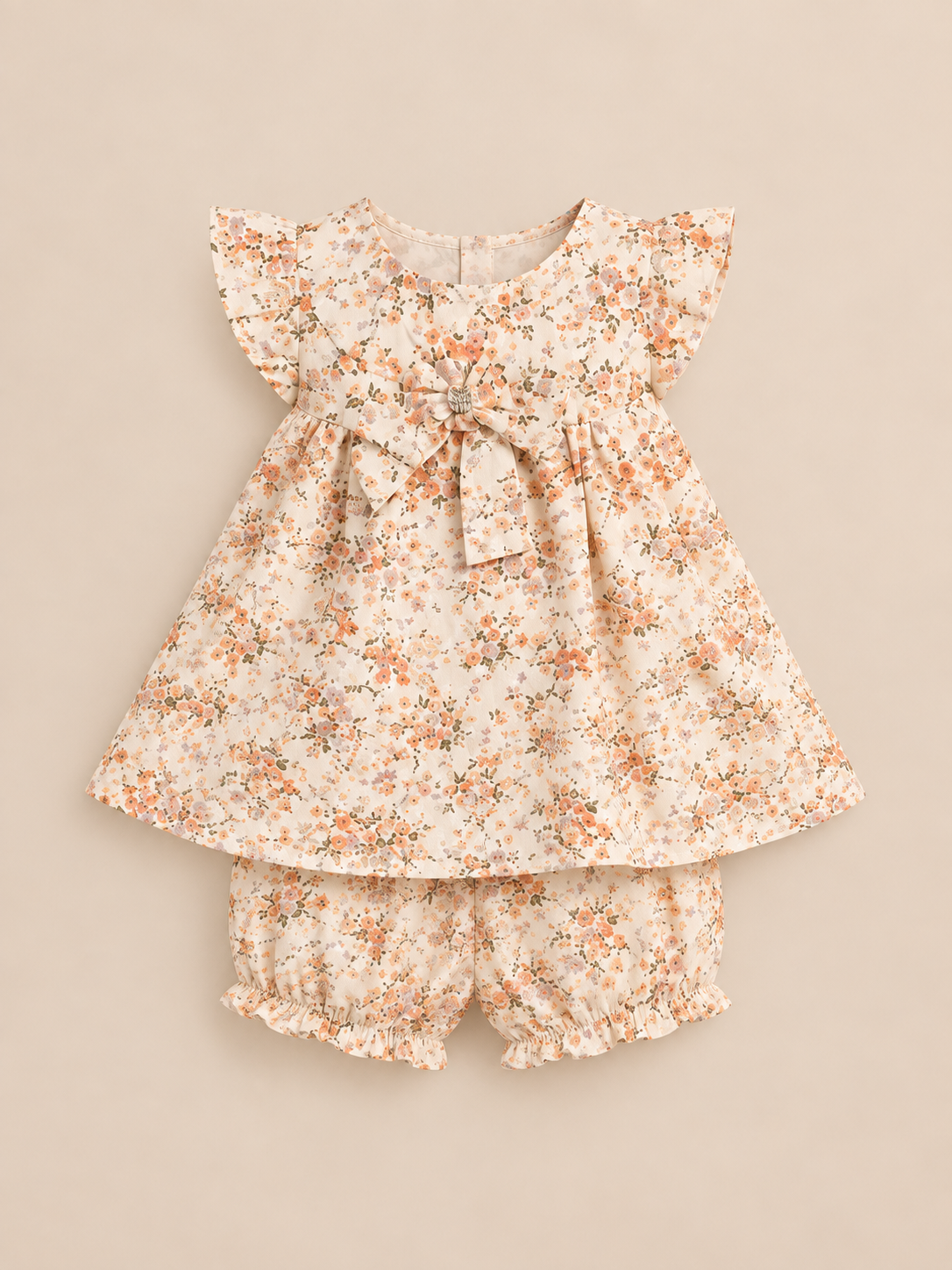 Girls Floral Print Top & Bloomer Set