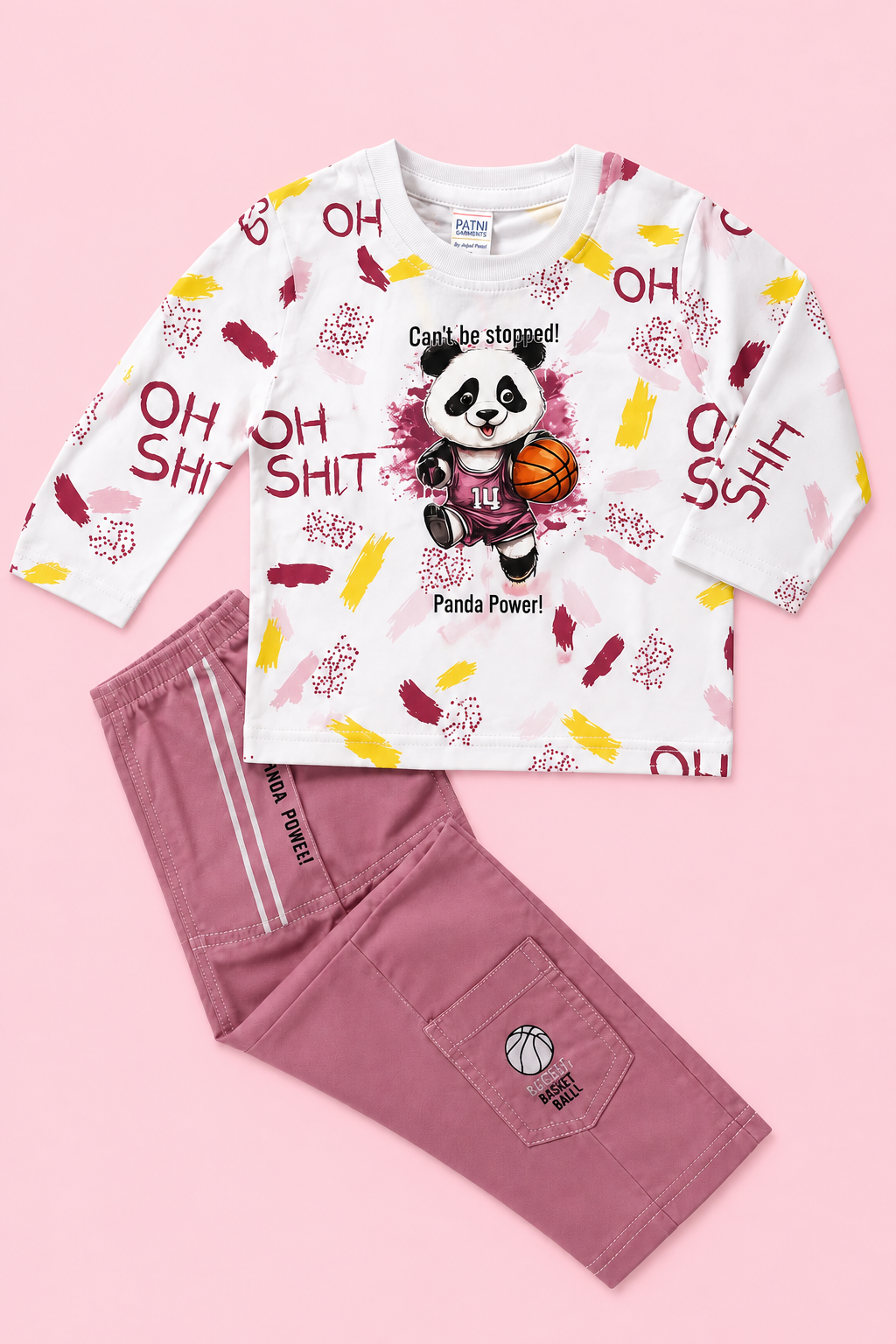 Girls Panda Power Printed Co-Ord Set