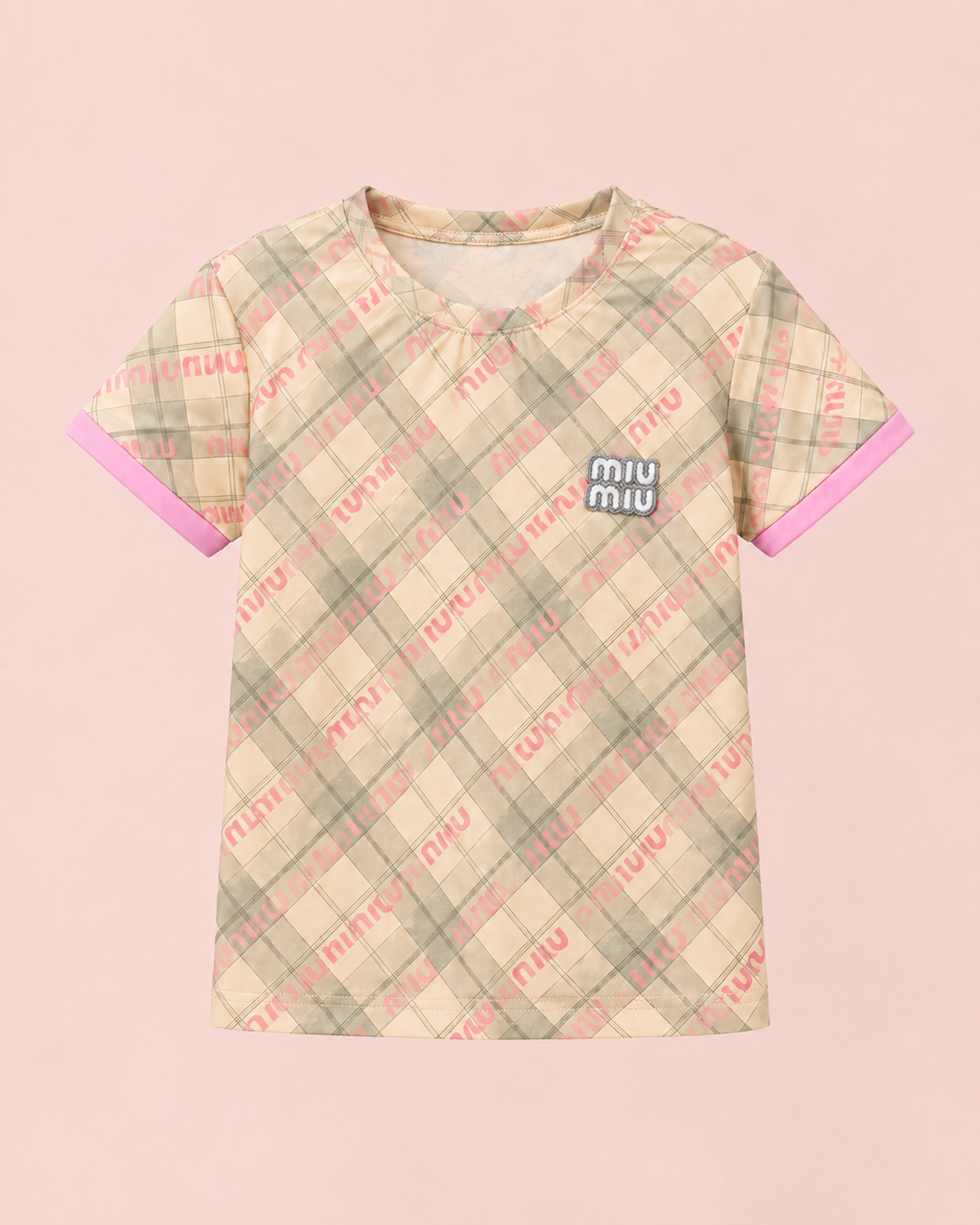 Premium Check Print Half Sleeve T-Shirt