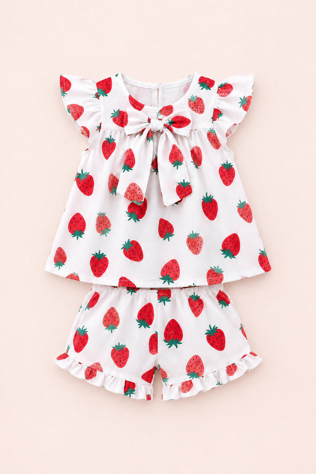 Girls Strawberry Print Top & Bloomer Set