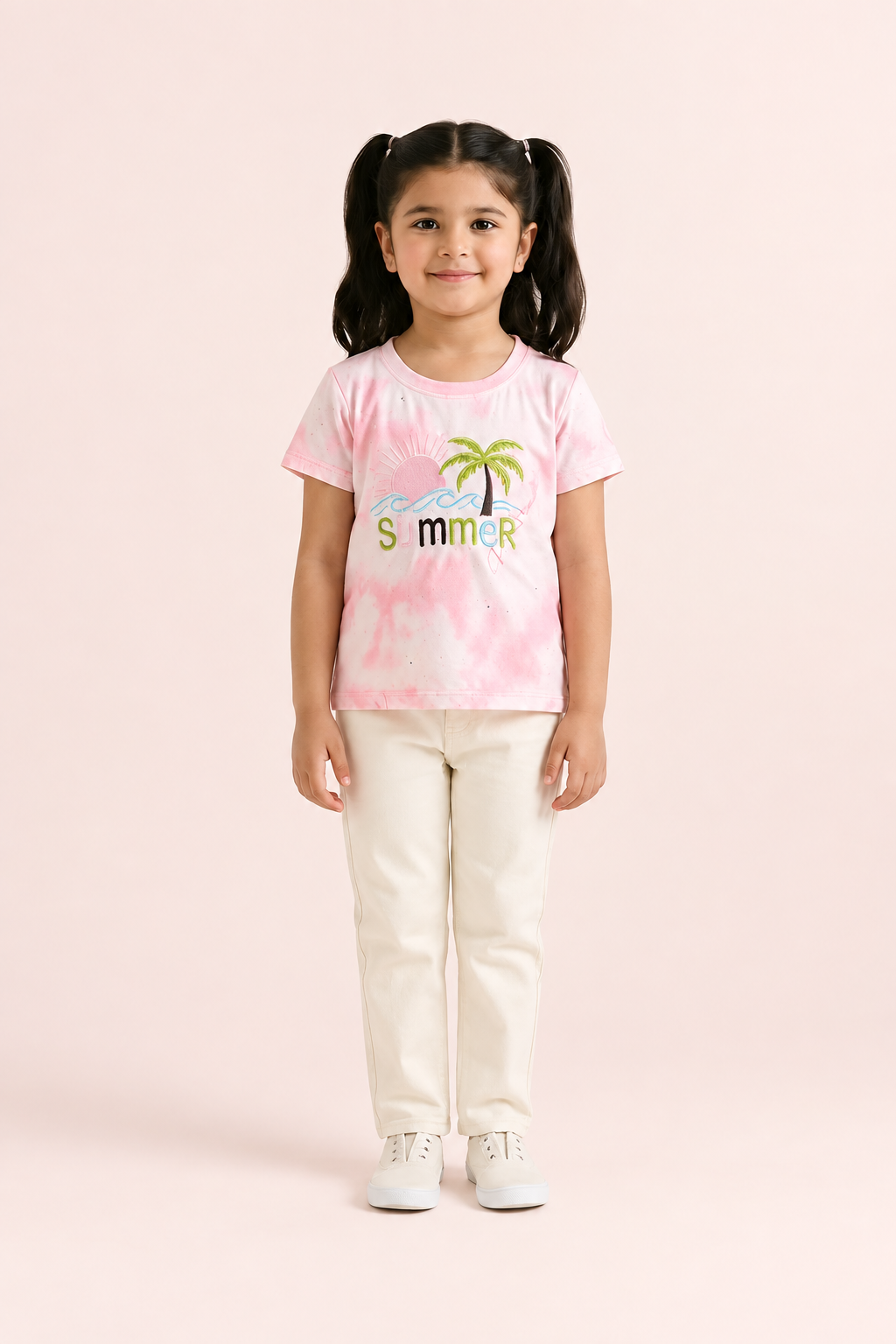 Girls Floral & Fruit Print T-Shirt – Soft Cotton Casual Tee