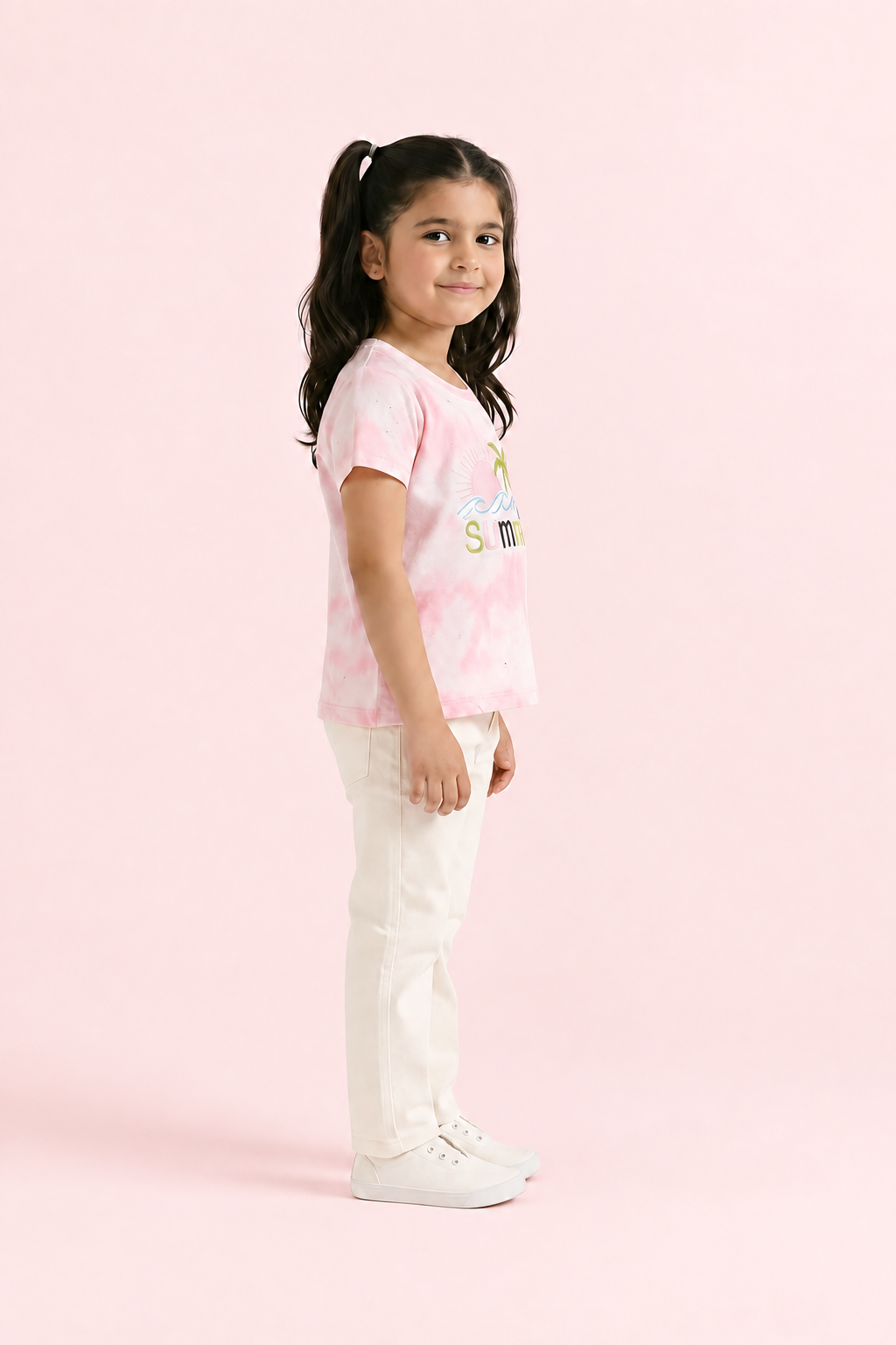 Girls Floral & Fruit Print T-Shirt – Soft Cotton Casual Tee