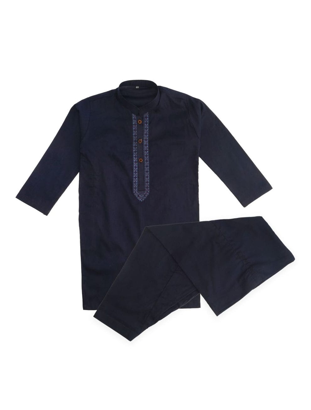 2-piece Cotton Embroided Navy Kurta Shalwar