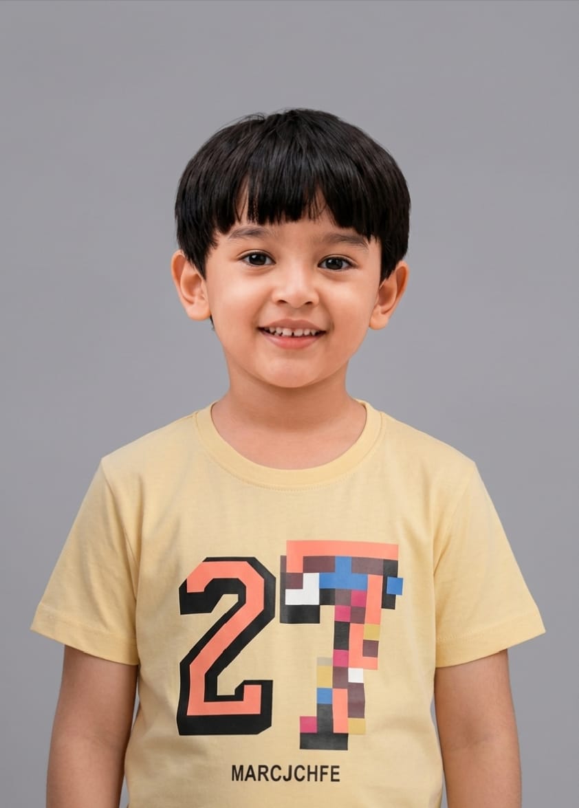 Boys Casual Beige Polo & Denim Shorts Set