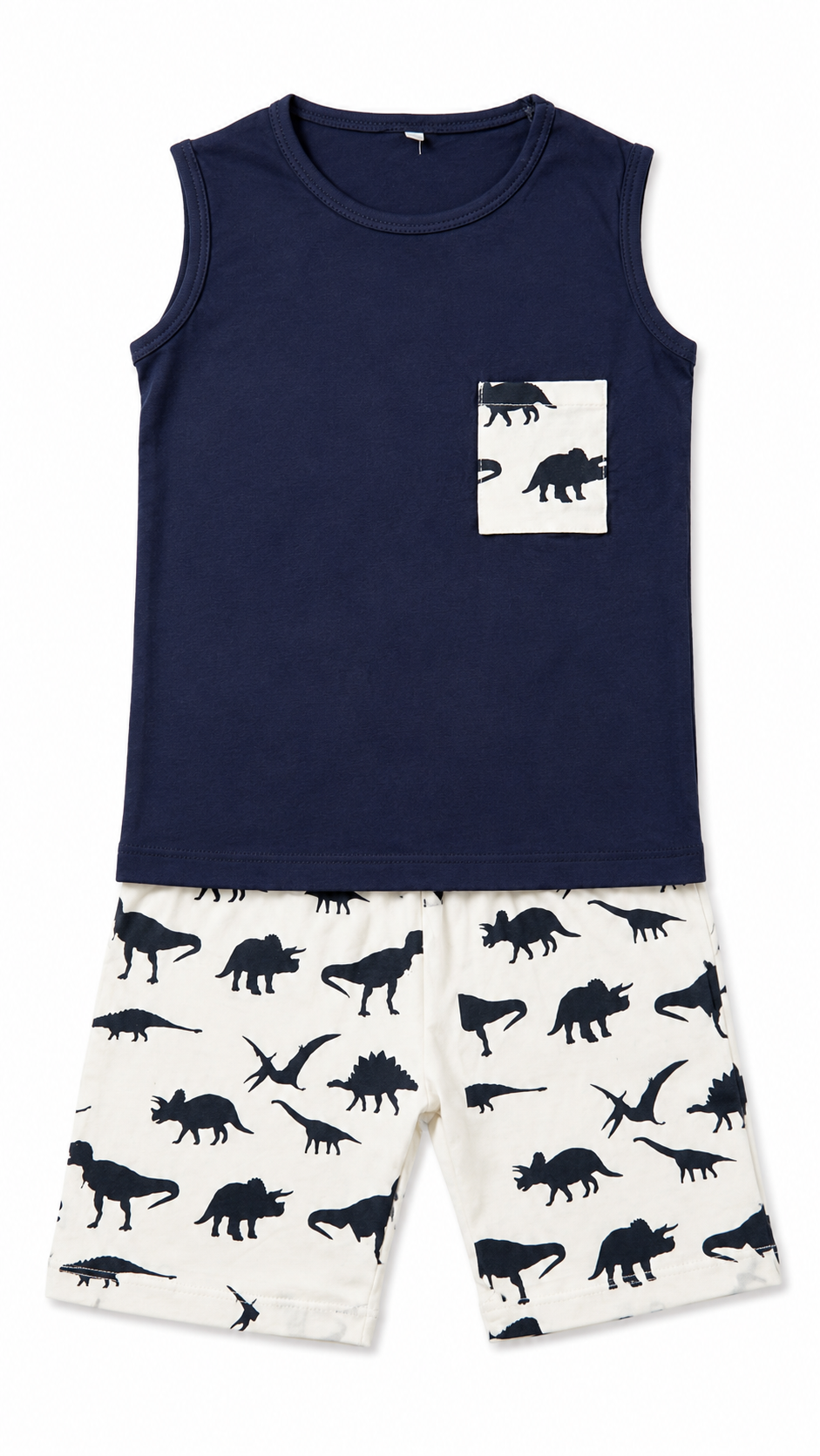 Boys Dinosaur Print Sleeveless Shirt & Shorts Set